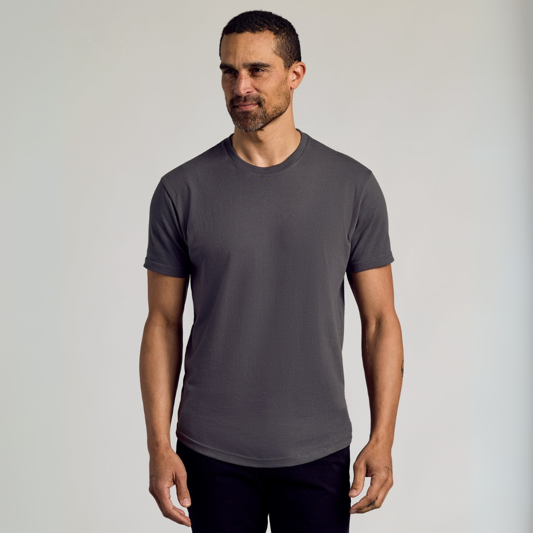 Classic Curved Hem Crew Neck T-Shirt