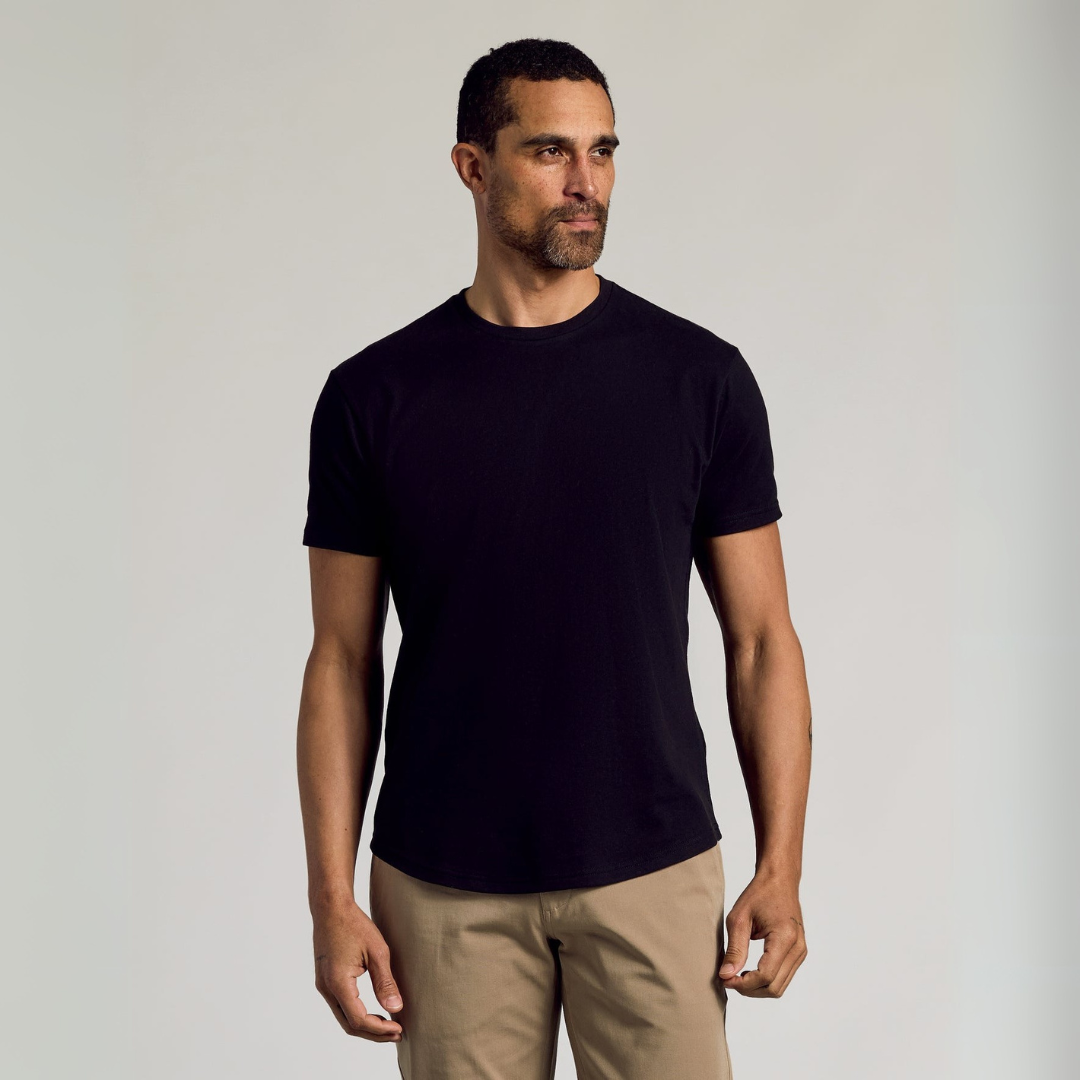 Classic Curved Hem Crew Neck T-Shirt