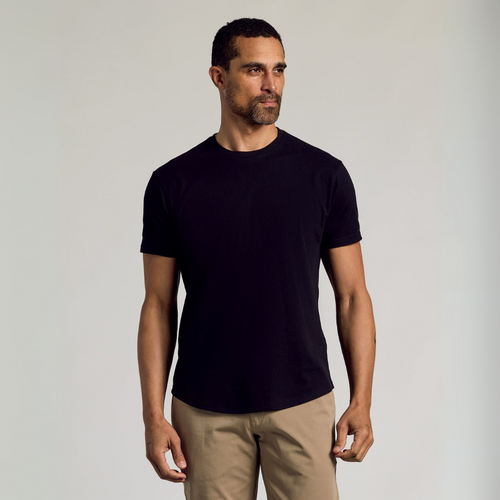 Classic Curved Hem Crew Neck T-Shirt