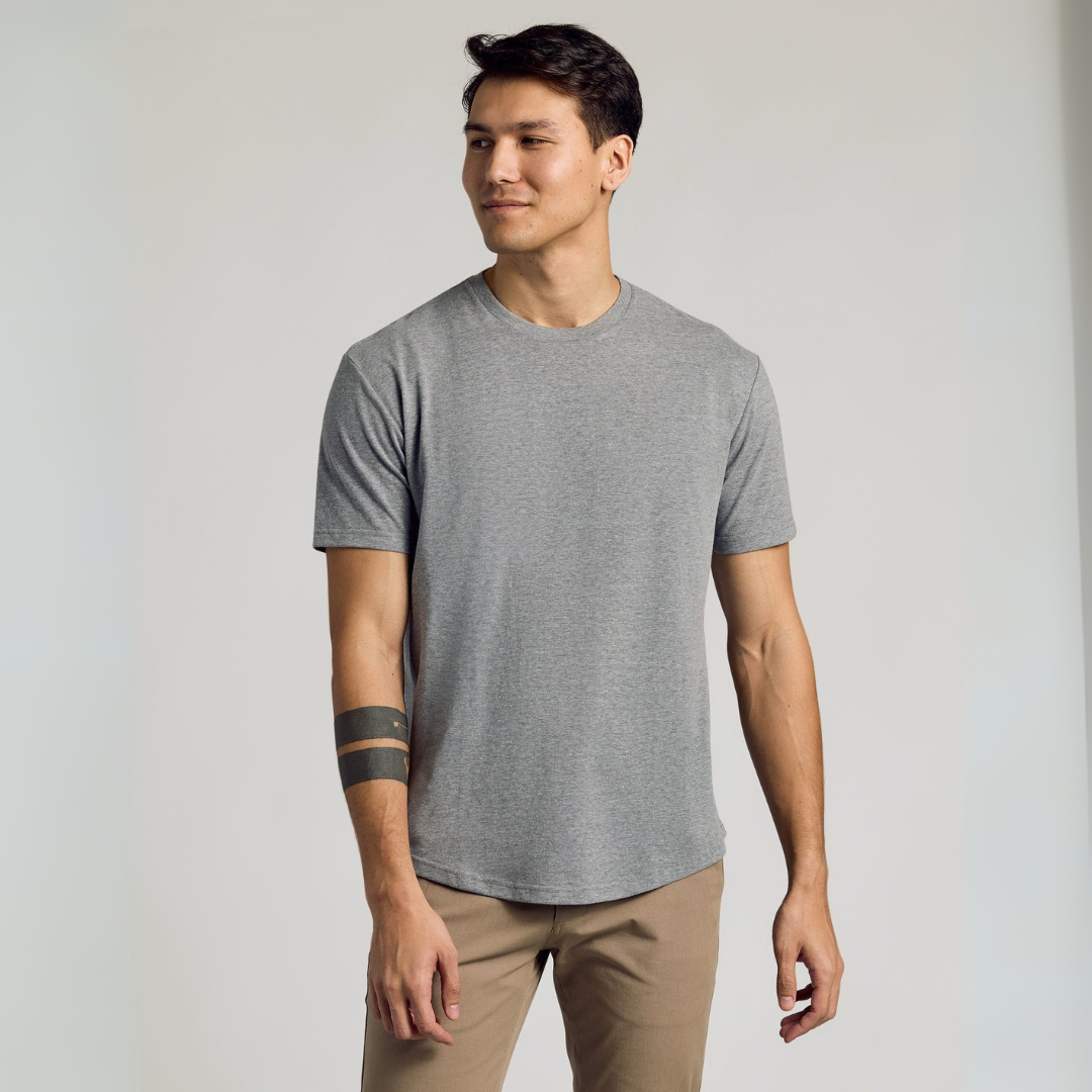 Classic Curved Hem Crew Neck T-Shirt