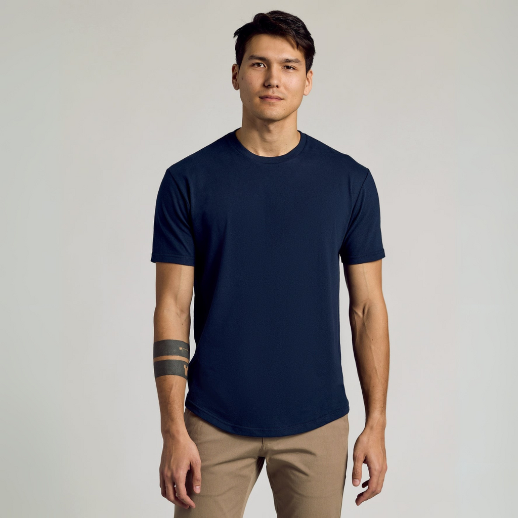 Classic Curved Hem Crew Neck T-Shirt